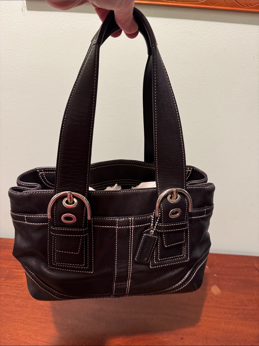 VTG Y2K Coach SoHo Black Leather Carryall Satchel (Style F10911) EXCELLENT COND.